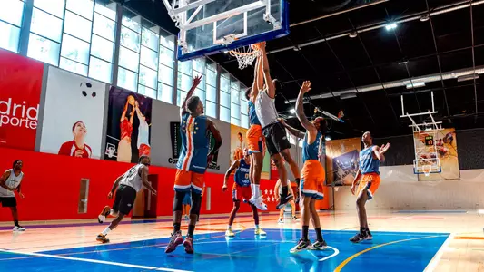 Image Taken of Oklahoma State Cowboy Basketball at Atlético de Madrid, Tuesday, August 8, 2023, Club Atlético de Madrid, Spain. Mary Elizabeth Cordia/OSU Athletics