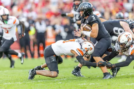 Image Taken at the Iowa State Cyclones vs Oklahoma State Cowboys Football Game, Saturday, September 23, 2023, Jack Trice Stadium, Ames, IA. Bruce Waterfield/OSU Athletics
