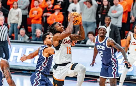 Image Taken at Cowboy Basketball vs TCU, Tuesday, January 23, 2024, Gallagher Iba Arena, Stillwater, Oklahoma. Chase Davis/OSU Athletics.