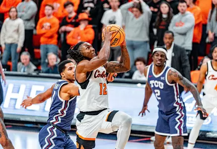 Image Taken at Cowboy Basketball vs TCU, Tuesday, January 23, 2024, Gallagher Iba Arena, Stillwater, Oklahoma. Chase Davis/OSU Athletics.