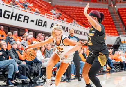 Image Taken at WBB vs Alabama ST, Friday, Dec 6, 2024, Gallagher Iba Arena, Stillwater, Oklahoma. Jaiden Daughty/OSU Athletics.