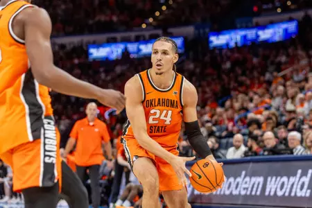 Image Taken at the Oklahoma State Cowboys vs Oklahoma Sooners Basketball Game, Saturday, December 14, 2024, Paycom Arena, Oklahoma City, OK. Bruce Waterfield/OSU Athletics
