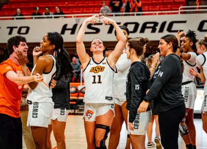 Image taken at OSU vs WVU, Tuesday, February 27th, 2024, Gallagher Iba Arena, Stillwater, Oklahoma, Brooke Hodges/OSU Athletics