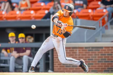 Image Taken at the Oklahoma State Cowboys vs Central Michigan Chippewas Baseball Game, Sunday, March 3, 2024, O'Brate Stadium, Stillwater, OK. Bruce Waterfield/OSU Athletics