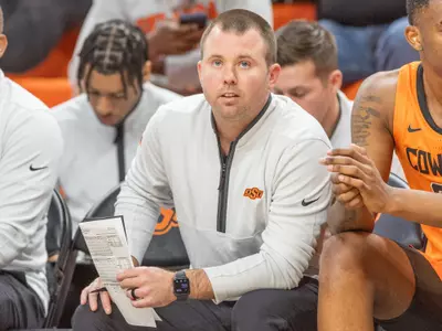 Image Taken at the 2023 Oklahoma State Cowboys vs Oklahoma Baptist Bison Basketball Game, Wednesday, November 1, 2023, Gallagher-Iba Arena, Stillwater, OK. Bruce Waterfield/OSU Athletics