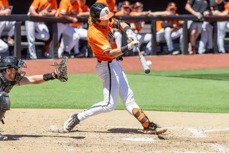 Image Taken at the Oklahoma State Cowboys vs Cincinnati Bearcats Baseball Game, Sunday, April 14, 2024, O'Brate Stadium, Stillwater, OK. Bruce Waterfield/OSU Athletics