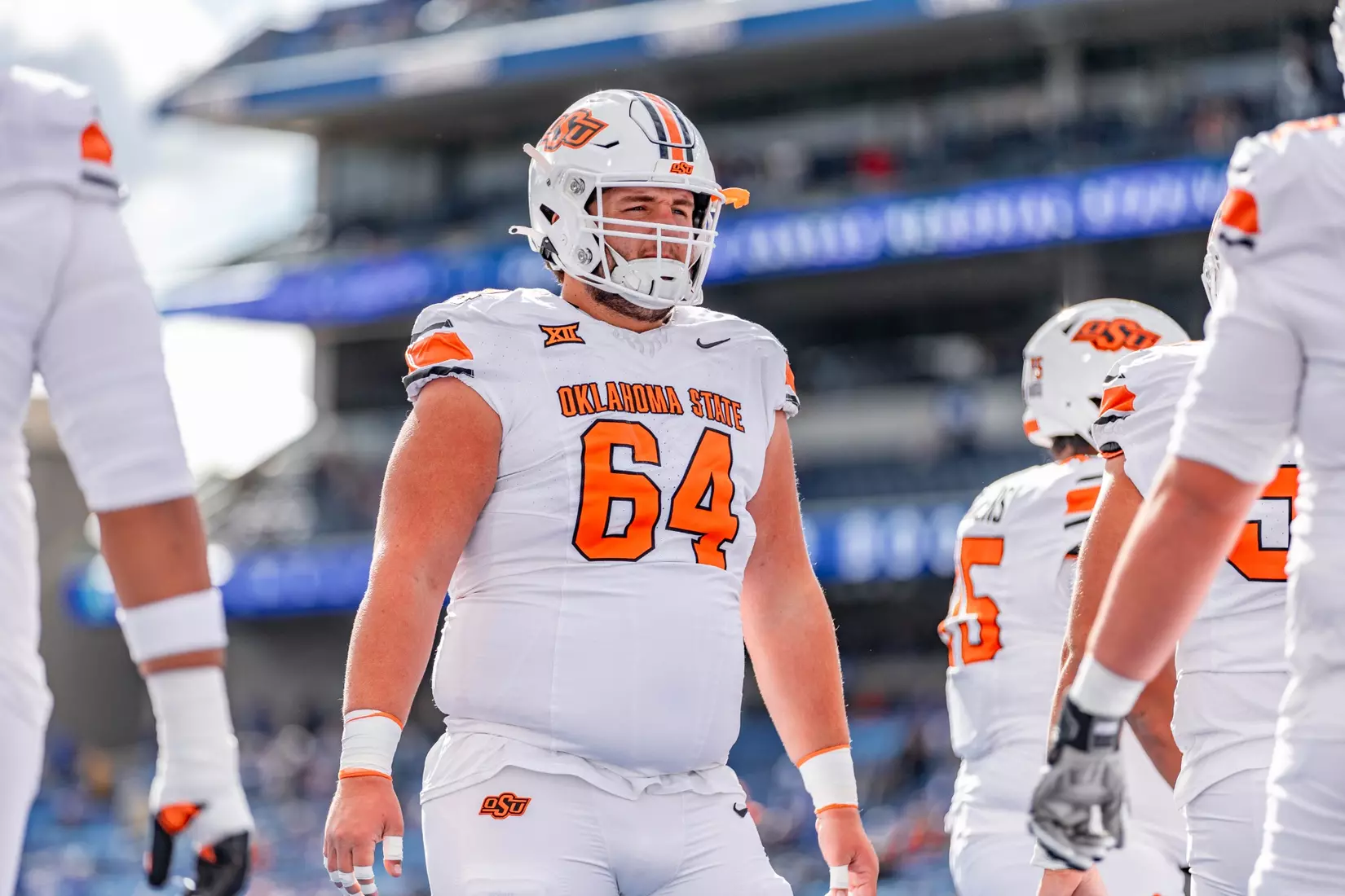 Image of Oklahoma State Cowboy Football vs Kansas Taken Saturday, November 1, 2025, David Booth Kansas Memorial Stadium, Lawrence, KS. Jerod_Hill/OSU Athletics