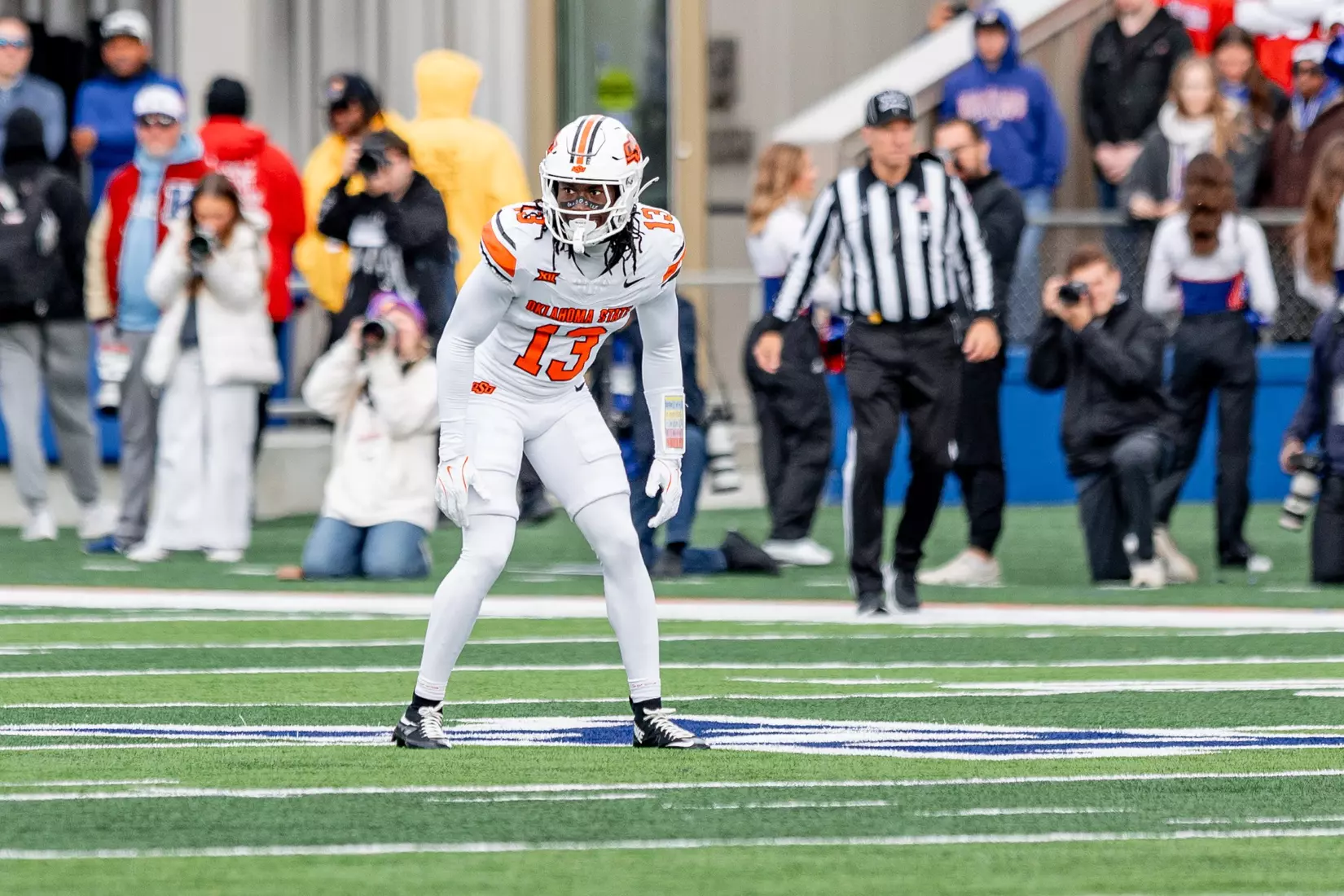 Image of Oklahoma State Cowboy Football vs Kansas Taken Saturday, November 1, 2025, David Booth Kansas Memorial Stadium, Lawrence, KS. Jerod_Hill/OSU Athletics