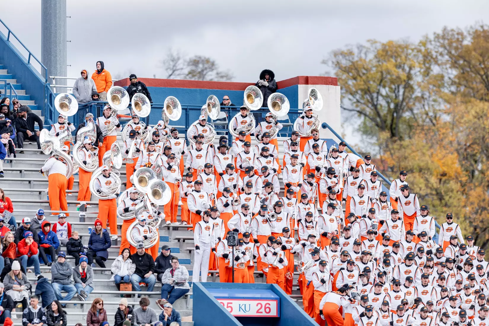 Image of Oklahoma State Cowboy Football vs Kansas Taken Saturday, November 1, 2025, David Booth Kansas Memorial Stadium, Lawrence, KS. Jerod_Hill/OSU Athletics