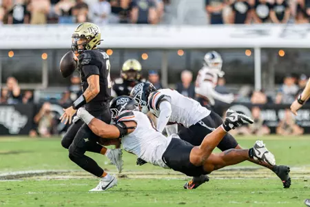 Image of Oklahoma State Cowboy Football vs University of Central Florida Taken Saturday, November 22, 2025, Acrisure Bounce House, Orange County, FL. Jerod_Hill/OSU Athletics