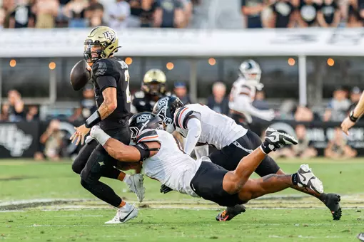 Image of Oklahoma State Cowboy Football vs University of Central Florida Taken Saturday, November 22, 2025, Acrisure Bounce House, Orange County, FL. Jerod_Hill/OSU Athletics