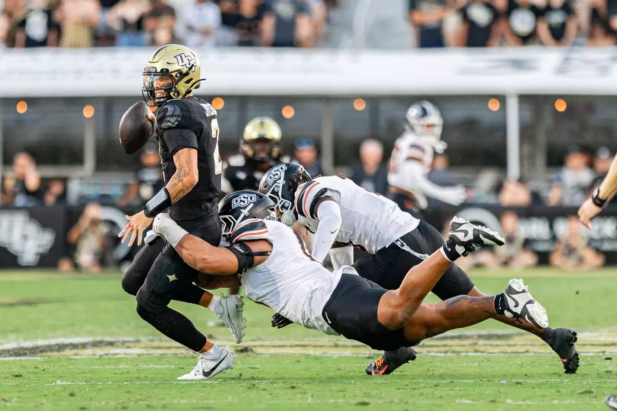 Image of Oklahoma State Cowboy Football vs University of Central Florida Taken Saturday, November 22, 2025, Acrisure Bounce House, Orange County, FL. Jerod_Hill/OSU Athletics