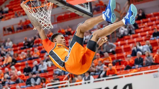 Image Taken at the Oklahoma State Cowboys vs Kansas City Kangaroos Basketball Game, Thursday, December 18, 2025, Galagher-Iba Arena, Stillwater, OK. Bruce Waterfield/OSU Athletics