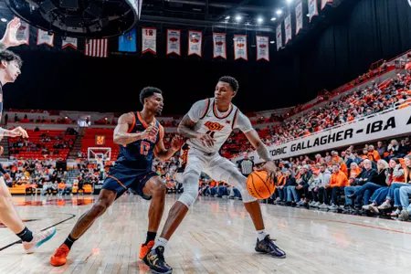 Image Taken at Cowboy Basketball v Cal State Fullerton, Sunday, December 21, 2025, Gallagher Iba Arena, Stillwater, Oklahoma. Landry Bledsoe/OSU Athletics.