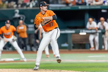 Image Taken at the Shriner Childrens' College Showdown, Oklahoma State Cowboys vs Texas Longhorns, Sunday, February 16, 2025, Globe Life Field, Arlington, TX. Bruce Waterfield/OSU Athletics