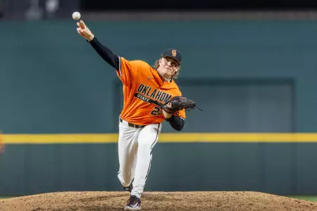 Image Taken at the 2024 Phillips 66 Big 12 Baseball Championship, Oklahoma State Cowboys vs University of Central Florida Knights, Thursday, May 23, 2024, Globe Life Field, Arlington, TX. Bruce Waterfield/OSU Athletics