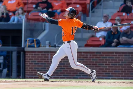 Image Taken at the Oklahoma State Cowboys vs West Virginia Mountaineers Baseball Game, Sunday, March 16, 2025, O'Brate Stadium, Stillwater, OK. Bruce Waterfield/OSU Athletics