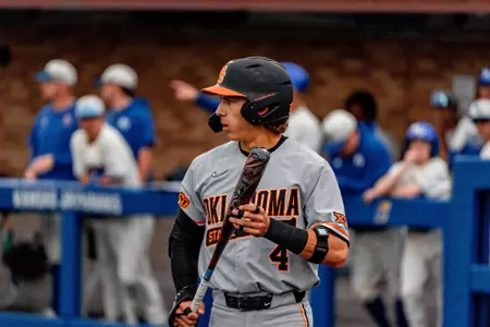 Image Taken at Oklahoma State Cowboy Baseball, Friday, March 28th, 2025, Hoglund Ballpark, Lawrence, Kansas. Evan Cichon/OSU Athletics.