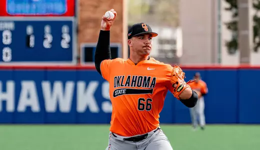 Image Taken at Oklahoma State Cowboy Baseball, Sunday, March 30th, 2025, Hoglund Ballpark, Lawrence, Kansas. Evan Cichon/OSU Athletics.