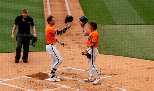 Schubart HR celebration vs. Houston