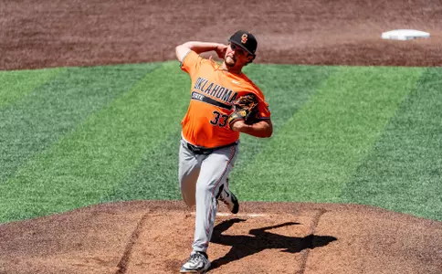 Image Taken at Oklahoma State Cowboys Baseball, Sunday, April 27th, 2025, UC Basbeall Stadium, Cincinnati, Ohio. Evan Cichon/OSU Athletics.