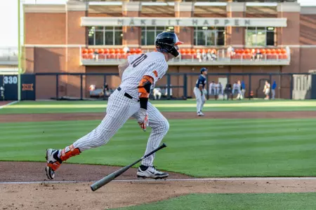 Image Taken at the Oklahoma State Cowboys vs Oral Roberts Golden Eagles Baseball Game, Tuesday, April 8, 2025, O'Brate Stadium, Stillwater, OK. Bruce Waterfield/OSU Athletics