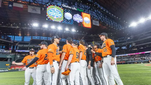 Image Taken at the Shriner Childrens' College Showdown, Oklahoma State Cowboys vs Texas Longhorns, Sunday, February 16, 2025, Globe Life Field, Arlington, TX. Bruce Waterfield/OSU Athletics