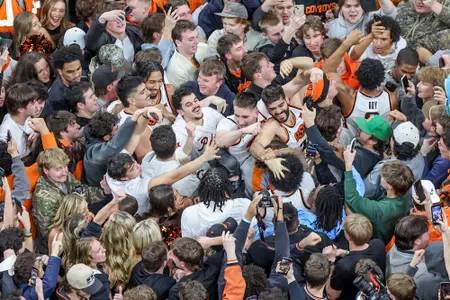 Player mid storming the court