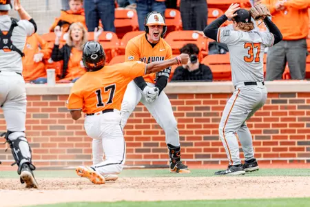 Image Taken at the Oklahoma State Cowboys vs Sam Houston State Bearkats Baseball Game, Sunday, March 1, 2026, O'Brate Stadium, Stillwater, OK. Bruce Waterfield/OSU Athletics