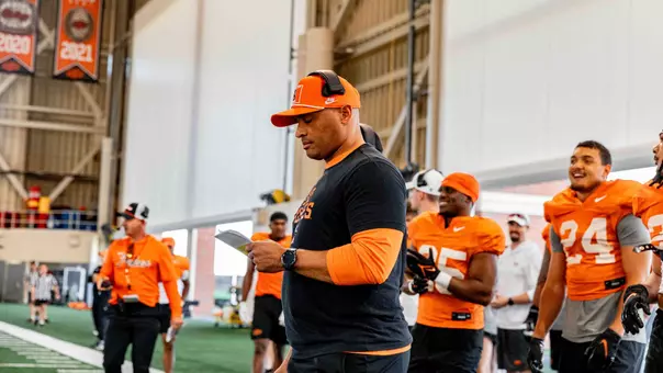 Running backs coach Patrick Cobbs