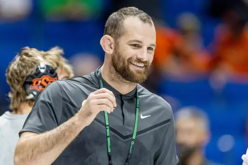 Image Taken at the 2025 National Duals Invitational, Oklahoma State Cowboys vs NC State Wolfpack, Saturday, November 15, 2025, BOK Center, Tulsa, OK. Bruce Waterfield/OSU Athletics