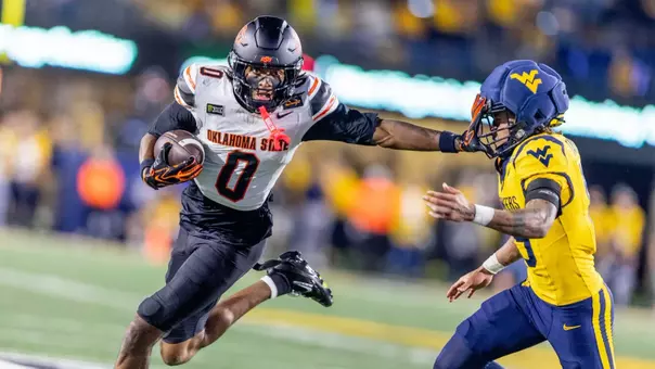 Image Taken at the West Virginia Mountaineers vs Oklahoma State Cowboys Football Game, Saturday, September 26, 2026, Milan Puskar Stadium, Morgantown, WV. Bruce Waterfield/OSU Athletics