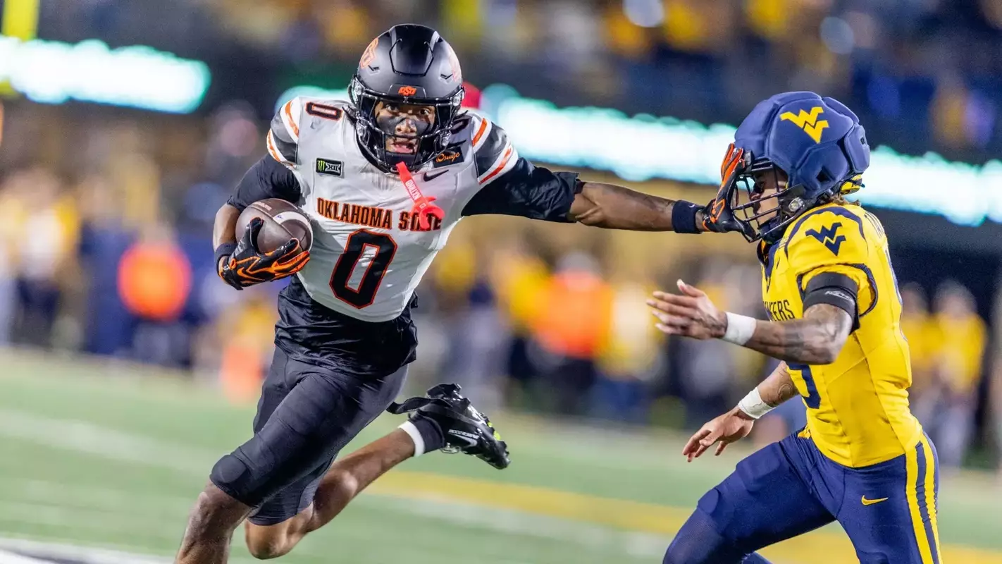 Image Taken at the West Virginia Mountaineers vs Oklahoma State Cowboys Football Game, Saturday, September 26, 2026, Milan Puskar Stadium, Morgantown, WV. Bruce Waterfield/OSU Athletics
