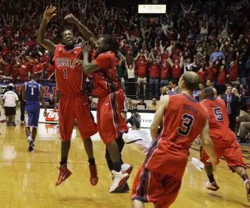Terrance Henry and Nick Williams celebrate after the UK win