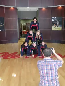 Soccer players having fun for the camera