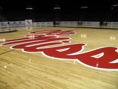 New center court logo (photo by Joey Jones)