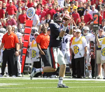 Ole Miss quarterback Bo Wallace was the first player in school history with a passing, rushing and receiving touchdown in the same game.