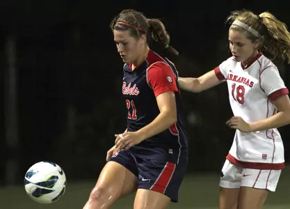 Mandy McCalla scored a pair of goals in the Rebels 3-2 overtime loss to LSU.