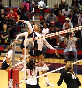 Freshman Nakeyta Clair had a season-high 13 kills, three block solos and four block assists.