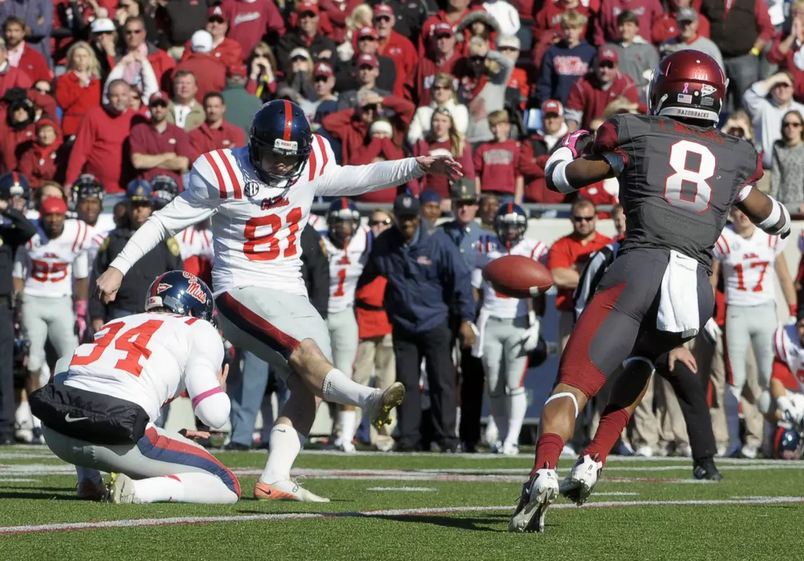 Bryson Rose kicked a game-winning 31-yard field goal to lift the Rebels to a 30-27 win over Arkansas.