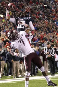 Sophomore wide receiver Donte Moncrief now has a touchdown reception in five of the Rebels' six games this season.