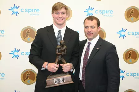 Bo Wallace with Ole Miss AD Ross Bjork (photo by Elwin Williams)