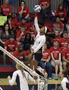 Allegra Wells had a team-high tying eight kills Sunday night against Tennessee to go with her two block assists.