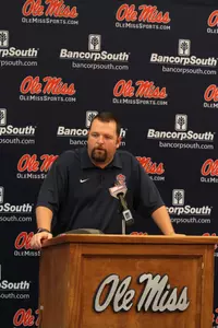 Matt Mott talks with the press at his weekly press conference.