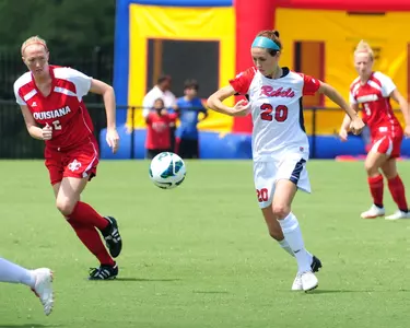 Olivia Harrison scored two goals in the 8-9 win over UALR on Friday night.