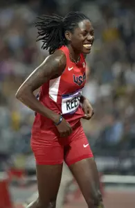 Reese offers a smile during long jump final (Photo Credit: Kirby Lee-USA TODAY Sports)
