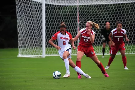 Rafaelle Souza scored two of the Rebels' four goals in 4-1 win over Arkansas.