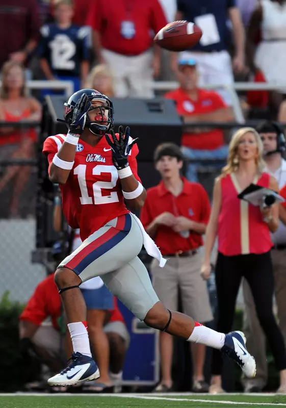 Sophomore wide receiver Donte Moncrief led Ole Miss with seven receptions for 144 yards and a touchdown.