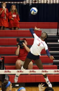 Sophomore Ty Laporte had a team-high 13 kills at LSU on Friday evening.