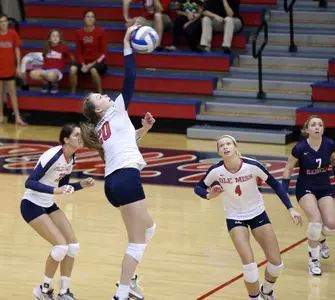 Freshman right side hitter Melanie Crow had a team-high nine kills at No. 7 Missouri.